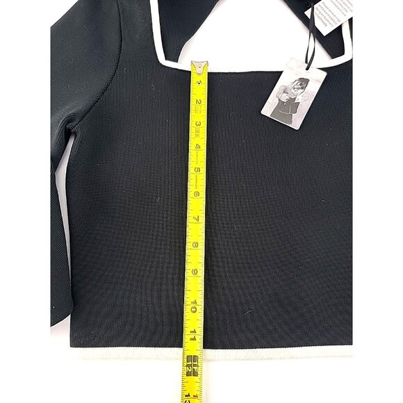 New Women's Sincerely Jules LS Black Open Back Crop Sweater Sz M Sleek Edgy Vibe - Picture 6 of 9